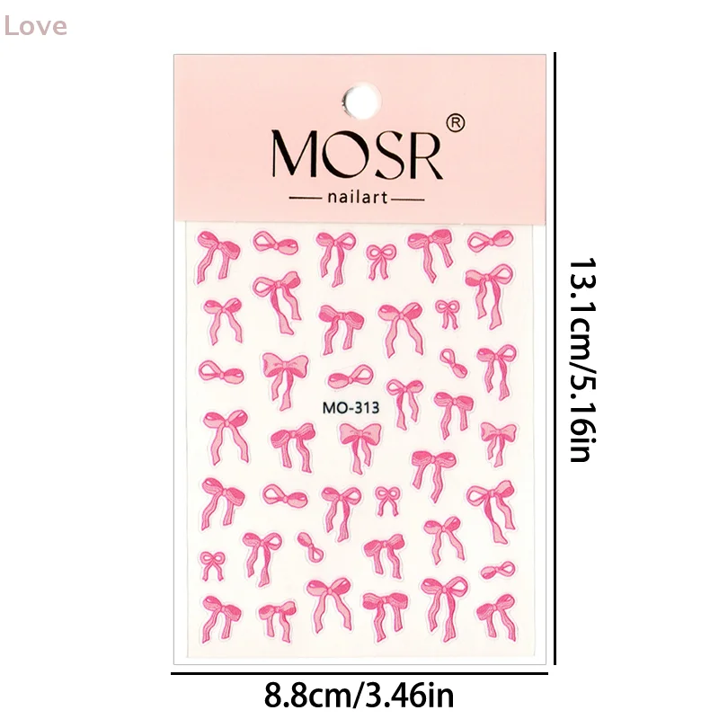 [L & P] مسمار ملصق الشريط القوس الأبيض ثلاثية الأبعاد رقيقة لتقوم بها بنفسك مسمار ملصقات فنية الديكور الوردي القوس نمط مانيكير ذاتية اللصق مسمار الشارات