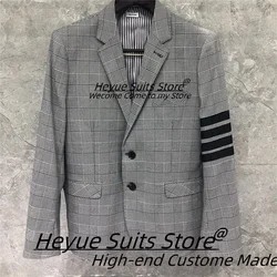 Classic Houndstooth Formal Men Suits Slim Fit Notched Lapel Groom Party Tuxedos 2 Pieces Sets Business Male Blazers Ropa Hombre