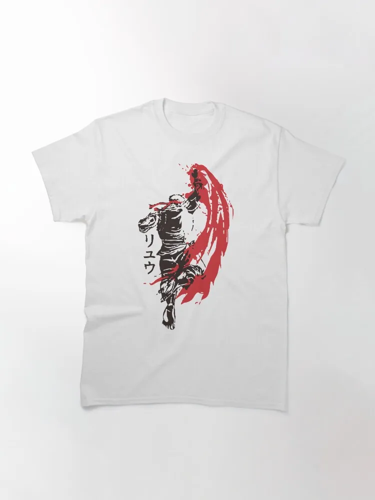 Street Fighter Ryu Print T-shirt Men Retro Game Short Sleeve Trendy Pure Cotton Loose Casual Streetwear Top