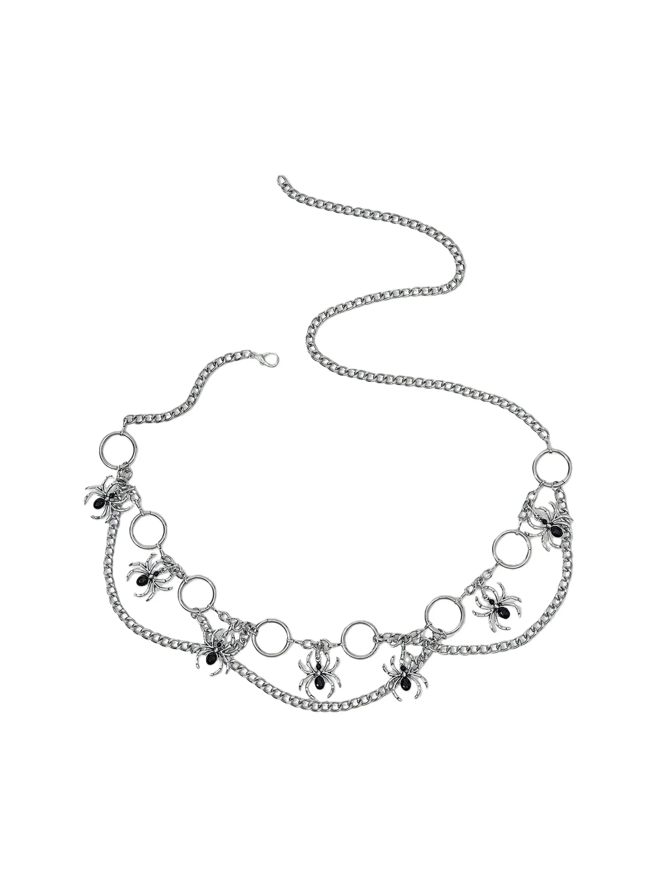 HERSHINE 1-piece Women's Silver Fashion Spider Metal Waist Chain, Y2K Gothic Punk Harajuku Rock Hip Hop Accessory，spring，summer