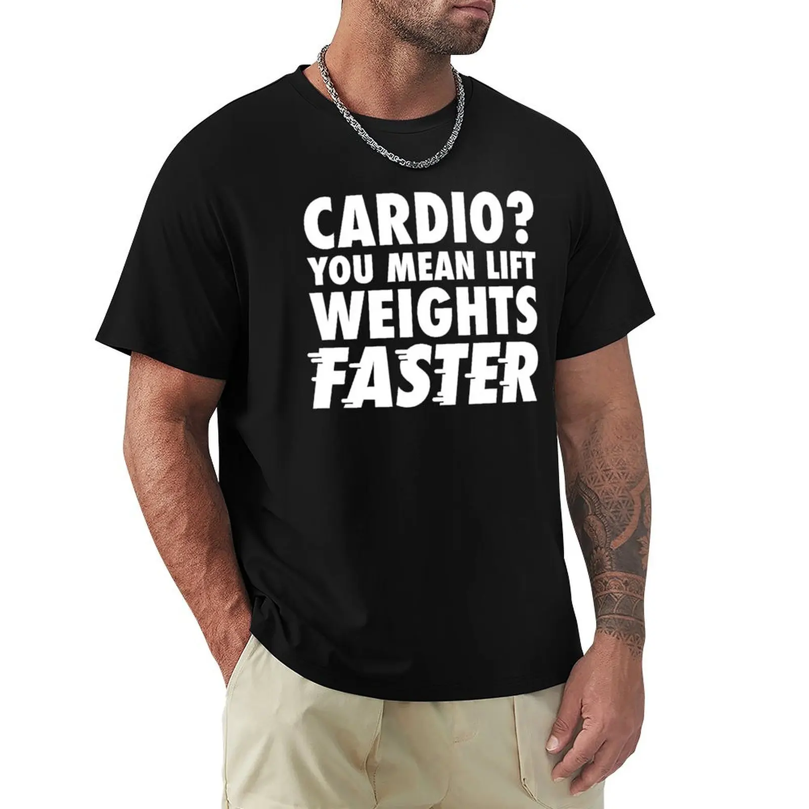 Cardio? You mean lift weights faster - Funny Gym Shirt T-Shirt Holiday Lightweight T-Shirt