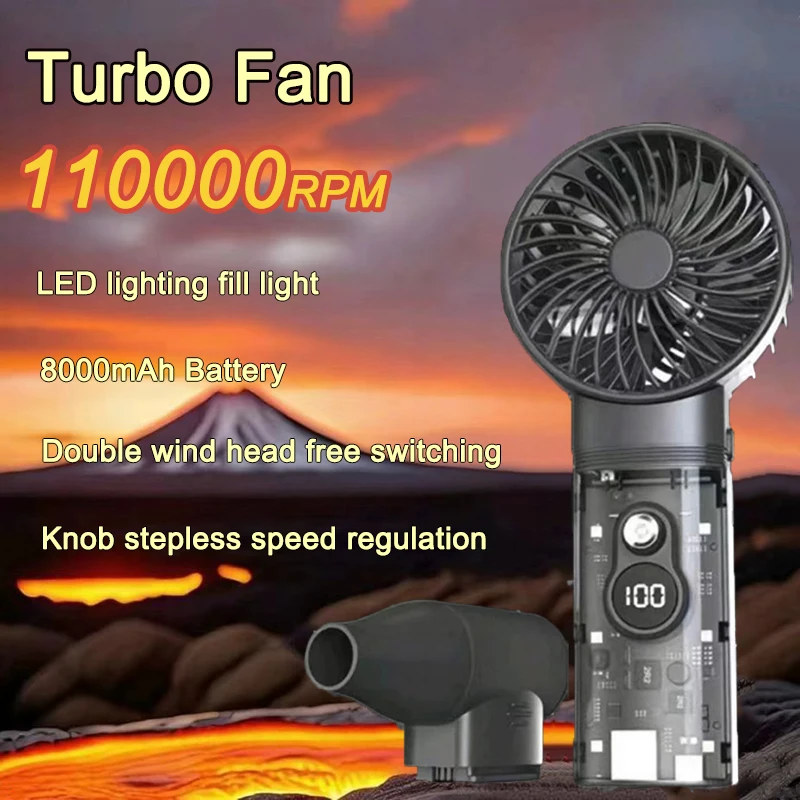 

Турбовентилятор с двумя головками, 110000 об/мин, с функцией выдувания пыли, турбо-пылесос, вентилятор, беспроводной, мощный, перезаряжаемый, зарядка