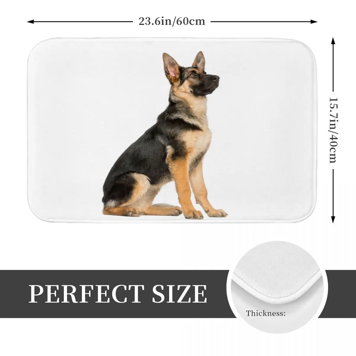 Young German Shepherd Bath Mat Dog Bathroom Rug for Shower Home Entrance Absorbent Absorbent Foot Mat Anti Slip Toilet Pad