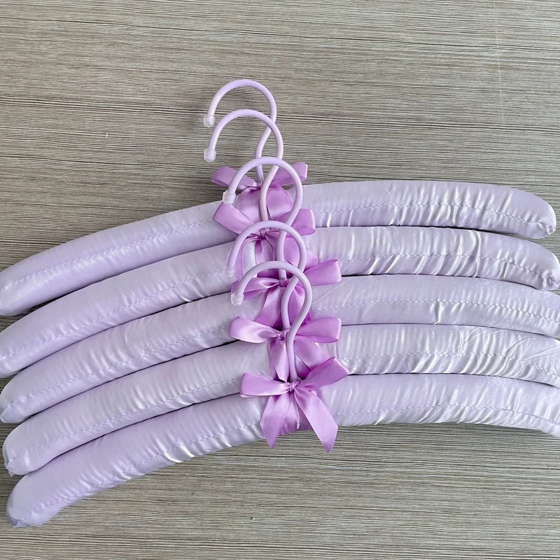 Silk Fabric Hanger Satin Fabric Clothes Pin Sponge Hanger Racks Quality Plastic Pipe Hook Clothes Candy Color Hangers size 40cm