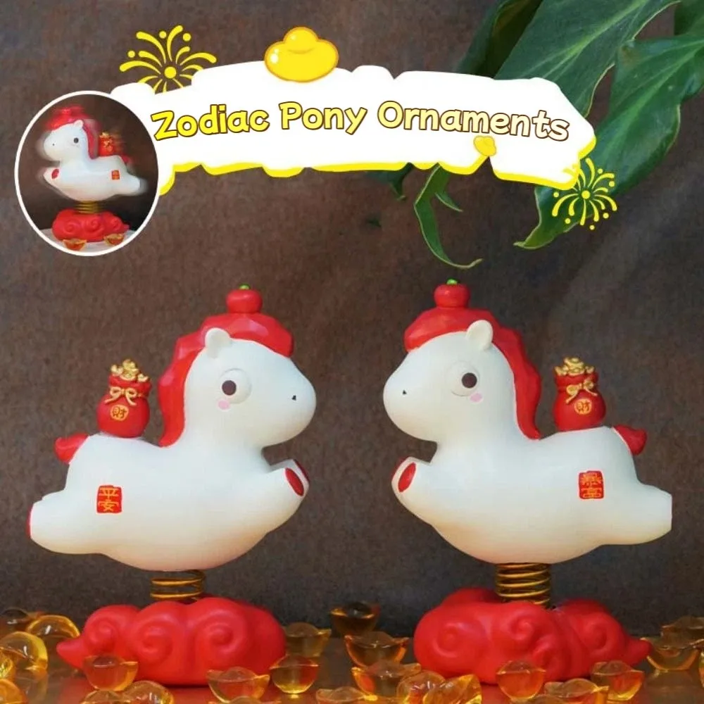 الكرتون زودياك المهر الحلي الراتنج Kawaii الحصان الربيع زخرفة 2026 الحصان العام المهر شكل السنة الجديدة سطح المكتب زخرفة