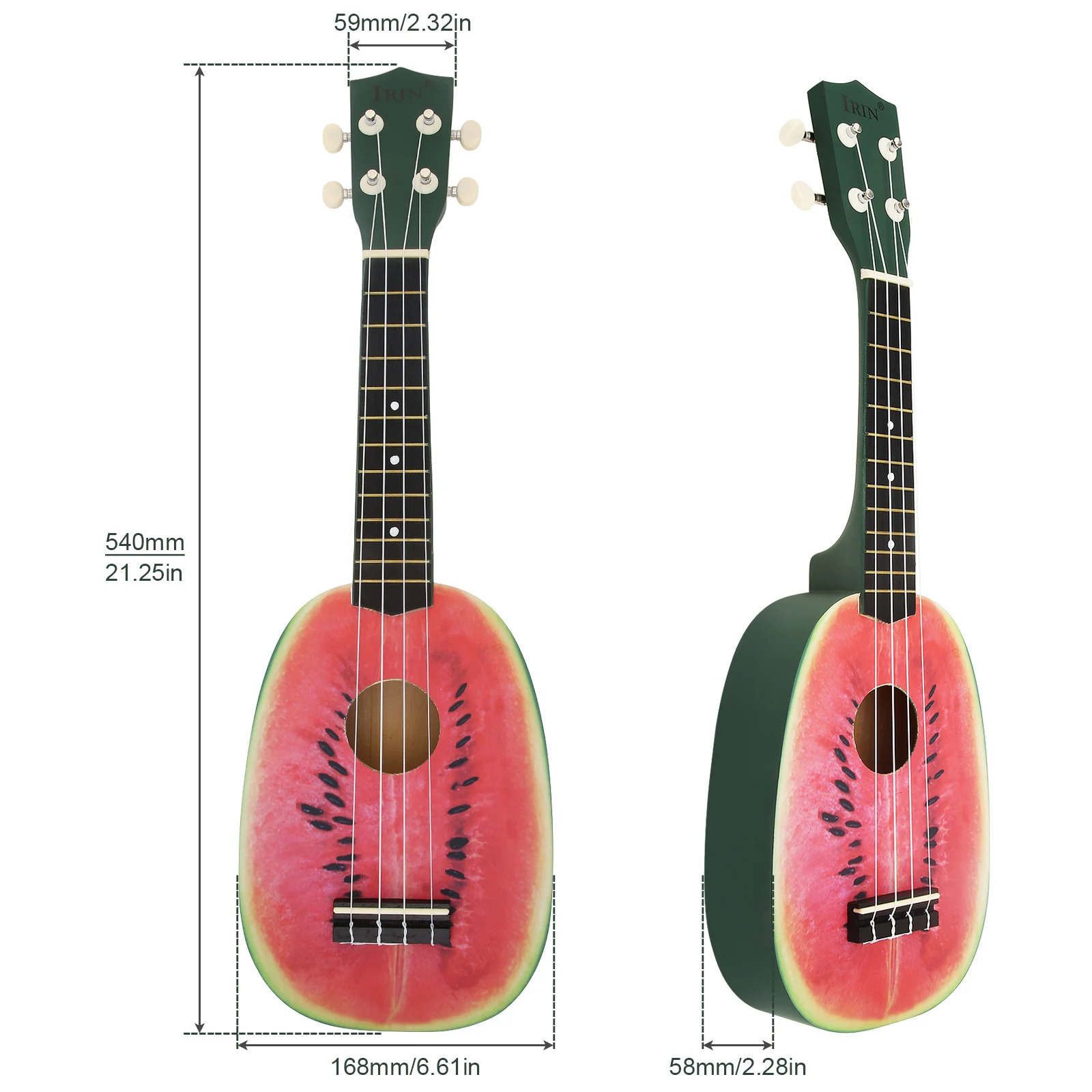 21 Inch Soprano Ukulele Watermelon Pattern 12 Fret Pineapple Shape Four Strings Hawaii Guitar String Musical Instrument