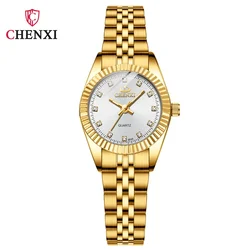 CHENXI 004A Ladies Quartz Watches Fashion Business Stainless Steel Gold Luxury Clock Classic Waterproof Watch for Women Gifts