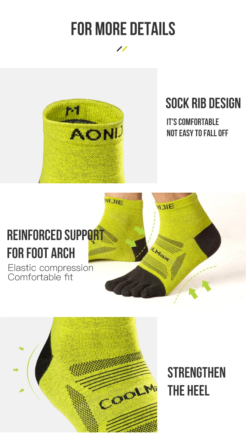 AONIJIE E4840 3 Paar/Set Unisex verbesserte Sport-Zehensocken Fünfzehensocken geeignet für Marathon-Wettkampftraining Laufen – Detail 13