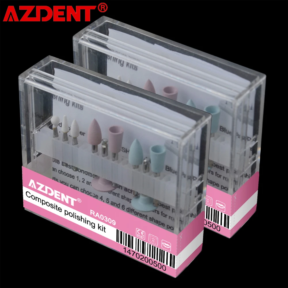 

AZDENT Dental Composite Polishing Kit RA 0309 for Low Speed Handpiece Contra Angle Ceramic Polisher Silicone Rubber Dentist Tool