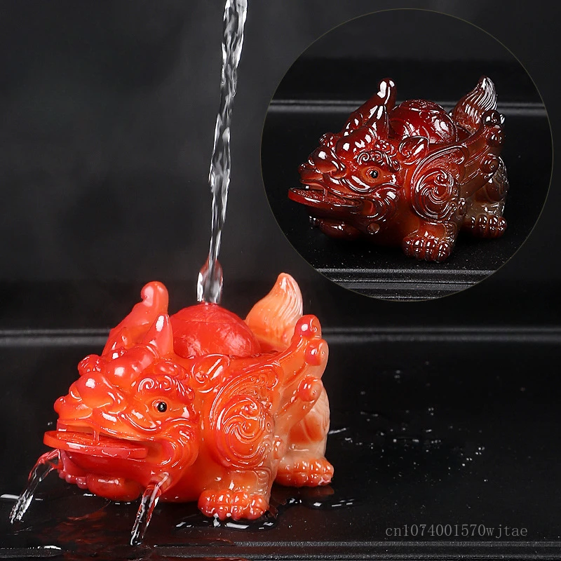 

Color Changing Changing Wealth Resin Tea Pets, Water Sprinkling Pixiu Creative Tea Set Accessories Boutique Small Ornaments, 1Pc