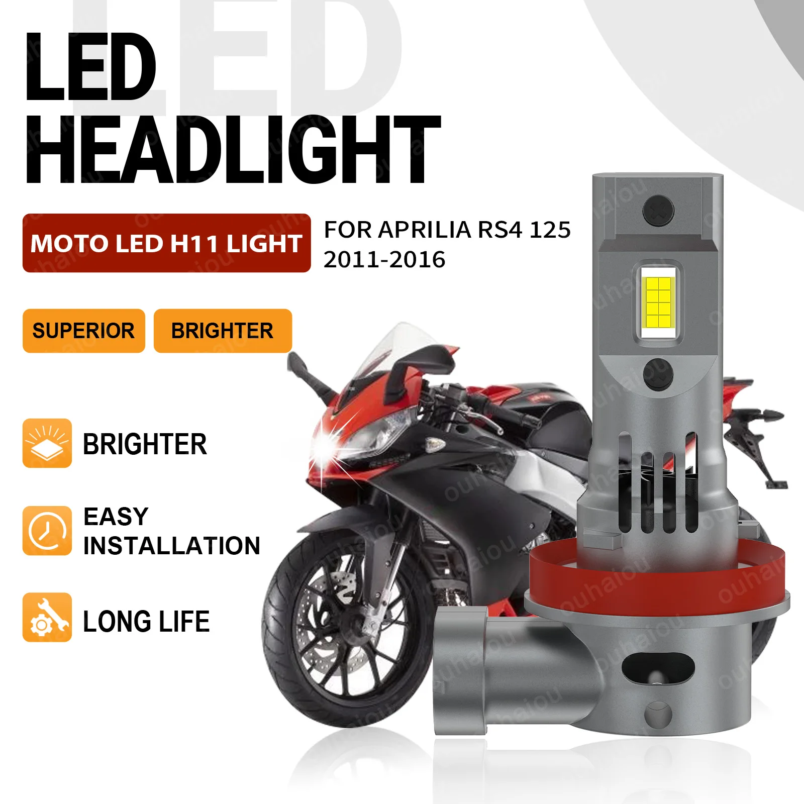 

All In One Design 1PCS Motorcycle Headlight 12V LED H11 15000LM 6000K For Aprilia RS4 125 2011 2012 2013 2014 2015 2016