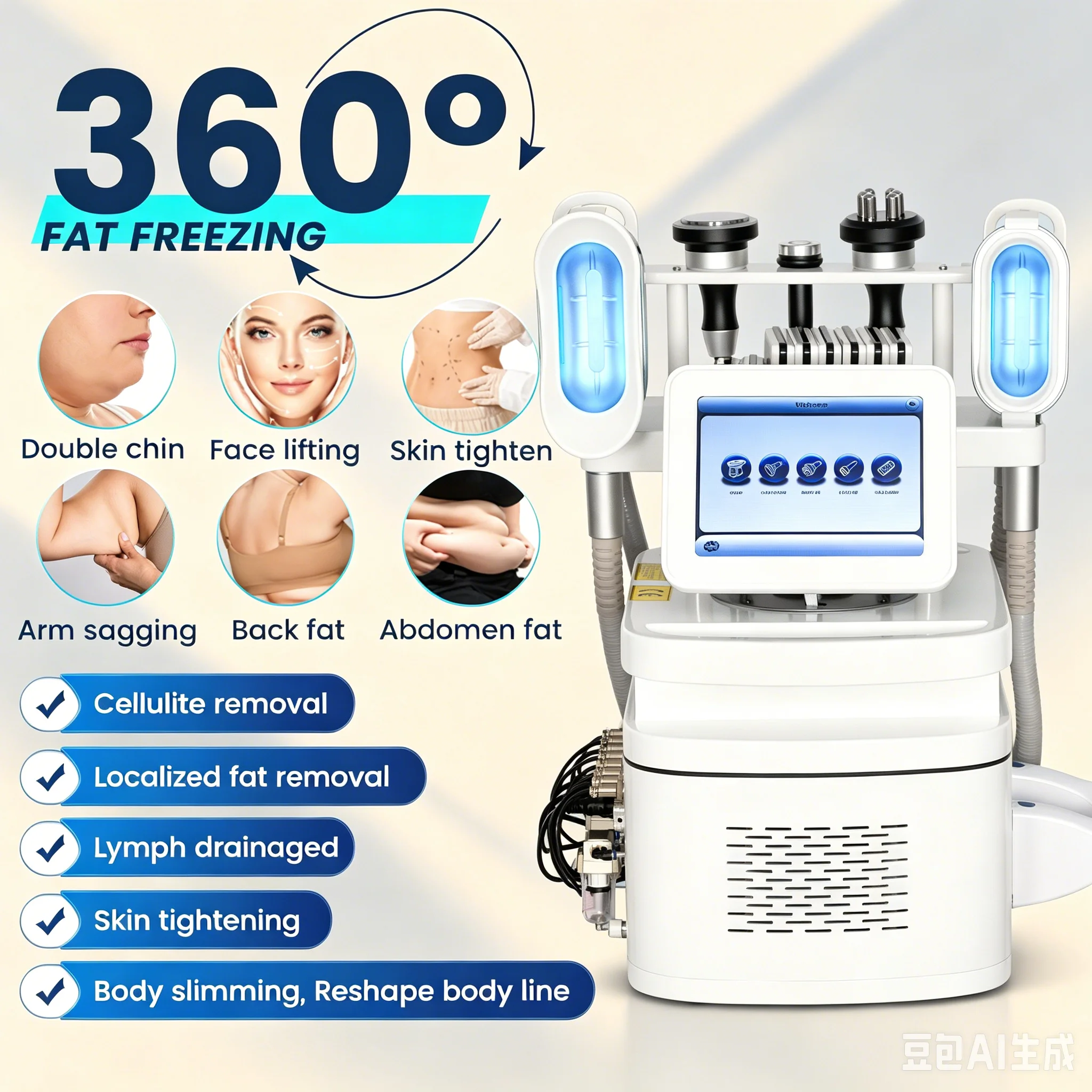 360° Cooling Sculpting Body Slimming For Effective Weight Loss Fat Freezing Cellulite Removal With Vacuum Cavitation System