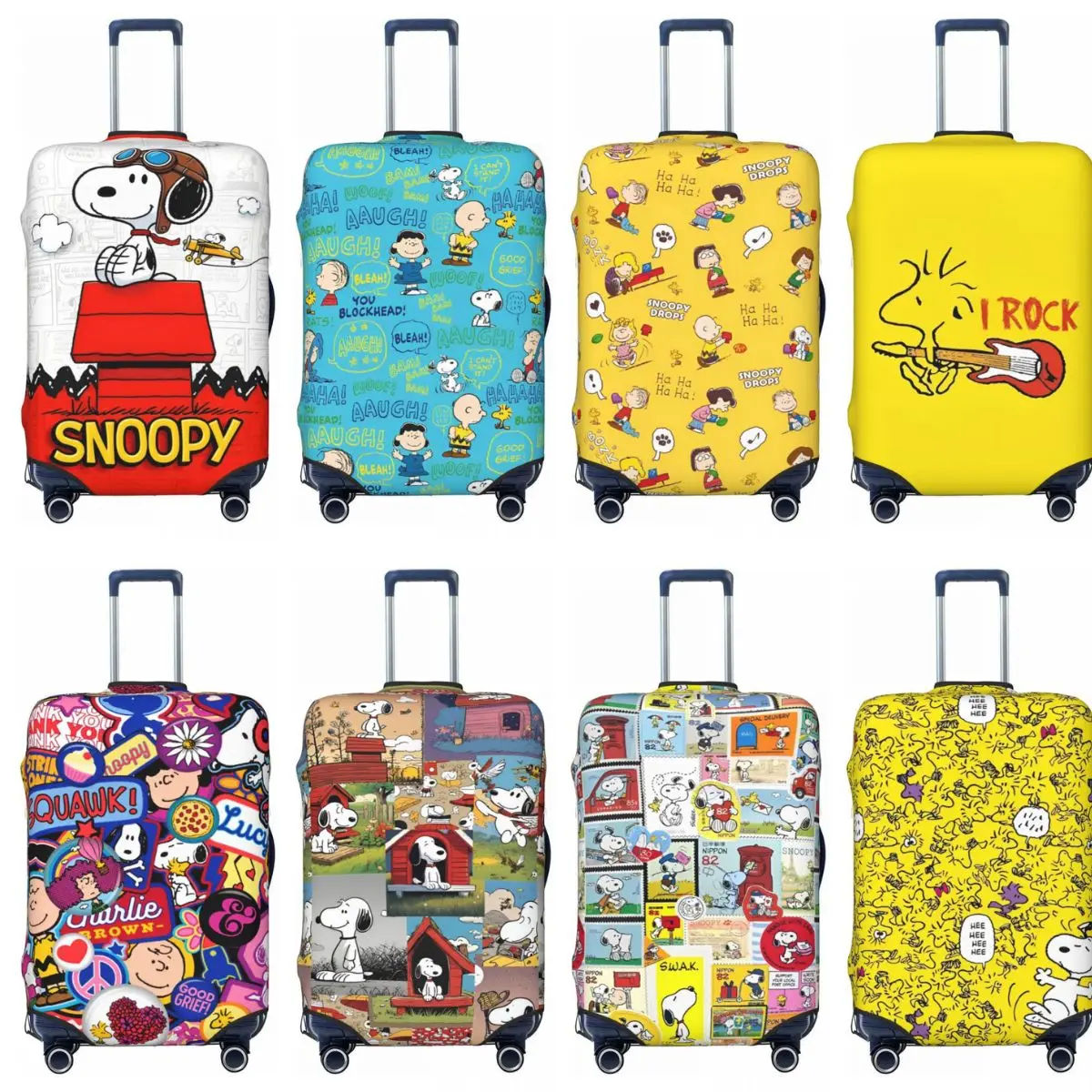 Dog Suitcase Cover Custom Cute Cartoon Dog Flight Elastic Luggage Supplies Travel Protection