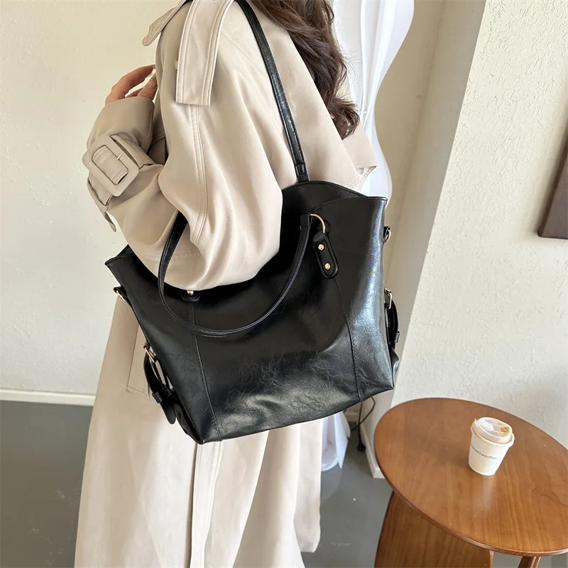 Women Tote Bag 2024 New Fashion Retro Commuter Bags Large Capacity Crossbody Bag Student Book Shopping Shoulder Bag