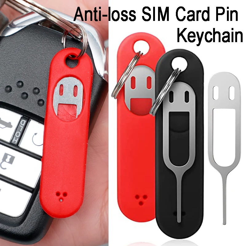 1/3pcs SIM Card Portable Silicone Key Chains Removal Sleeve Phone Tablet Anti-loss Keyring Business Office Work Tools Key Chain