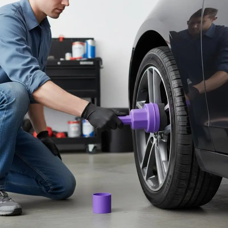 Tire Shine Sponge Pad Ergonomic Handle Car Wheel Waxing for Effortless Use