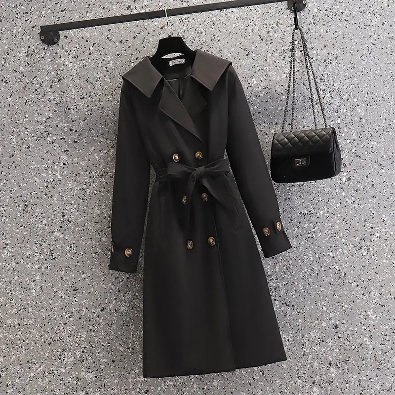 2023 New Spring and Autumn Long Jacket Age Reducing Coat Women's Loose Lace Up Slim and Elegant Women's Coat