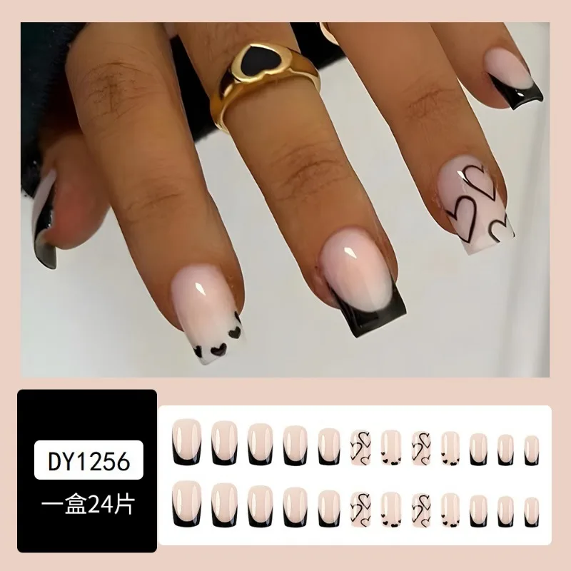 24 teile/satz Mädchen weiße Fingers pitzen Faux Ongles drücken auf falschen Nagel mit Kleber Nail Art kurze Enten schnabel geformte künstliche Nägel für Frauen