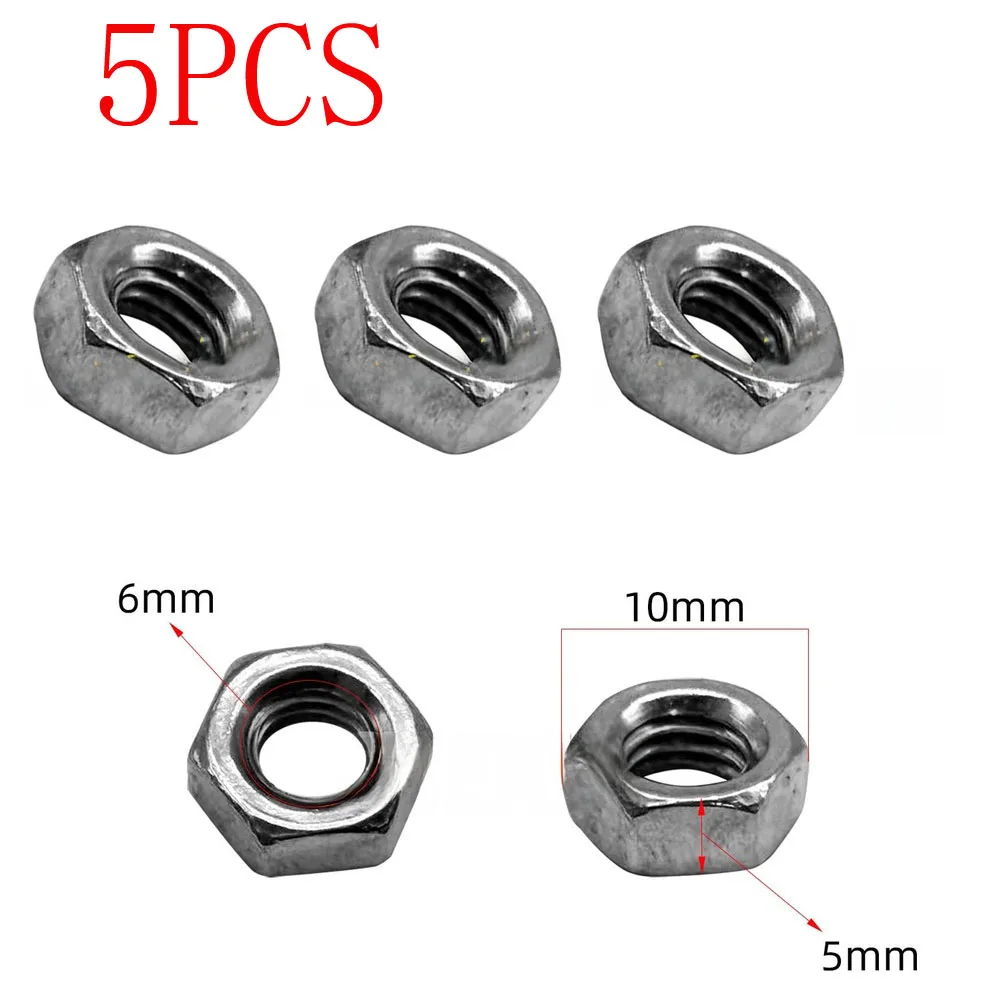 5pcs/set 6mm Angle Grinder Rotor Nut For GWS6-100 Right Hand Thread Bimetal Gear Power Tool Replacement Parts