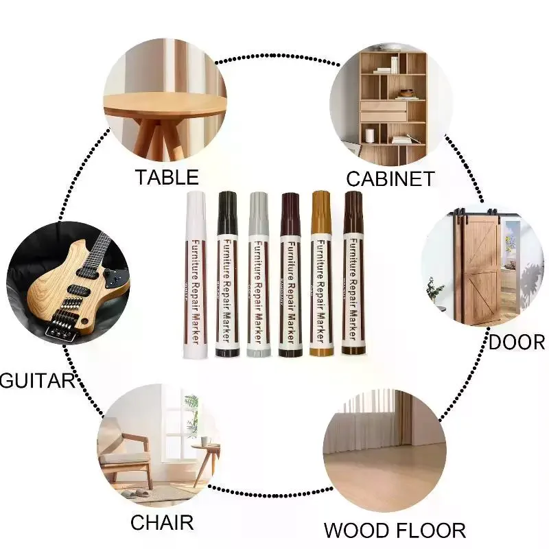 Wood Furniture Touch Up Repair Pen Kit No Residue Restore Scratches for Floor Cabinet Table Home Improvement