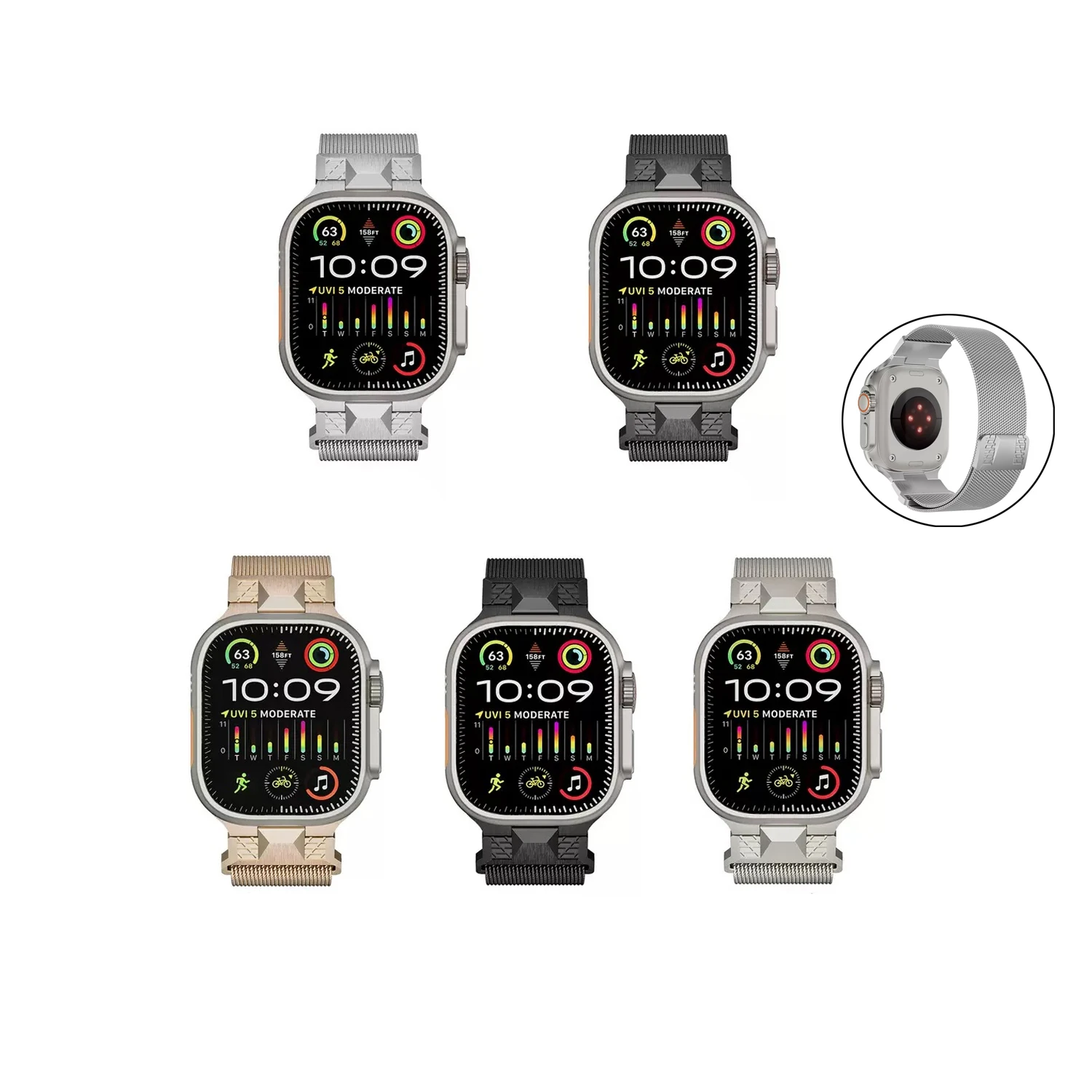 

Magnetic strap for Apple Watch Ultra 49mm 45mm 44 band stainless steel milanese loop for iWatch Series 10 46mm 9 8 7 6 se ultra2