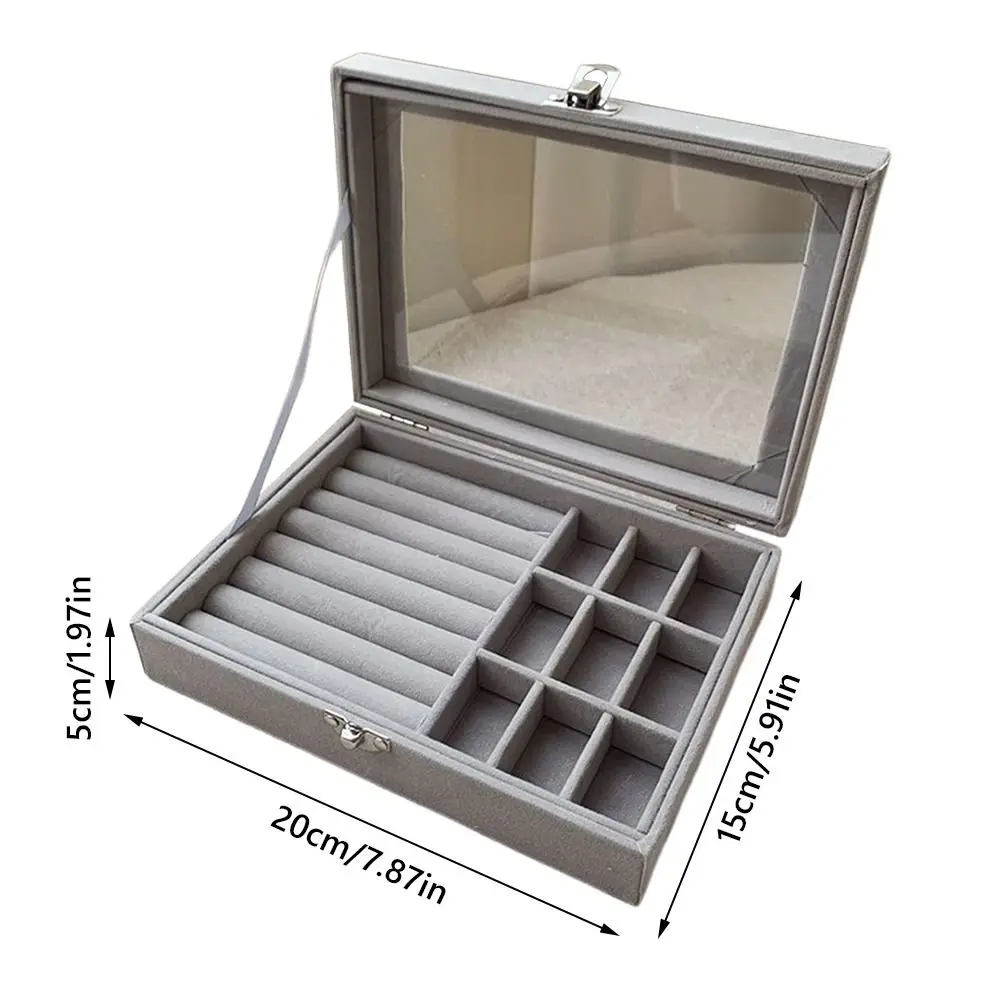 صندوق تخزين المجوهرات الشفاف، حامل حلقي متعدد الأقسام، منظم المجوهرات، منظم تخزين القرط