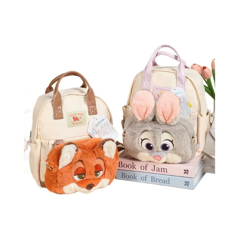 Disney New Zootopia Judy Hopps Nick Wilde Stuffed Animal Backpack Spacious Crossbody Bag For Kids Adults