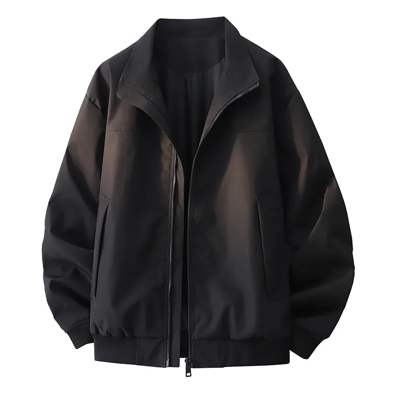 Washed vintage basic simple retro casual loose collar jacket for both men and women