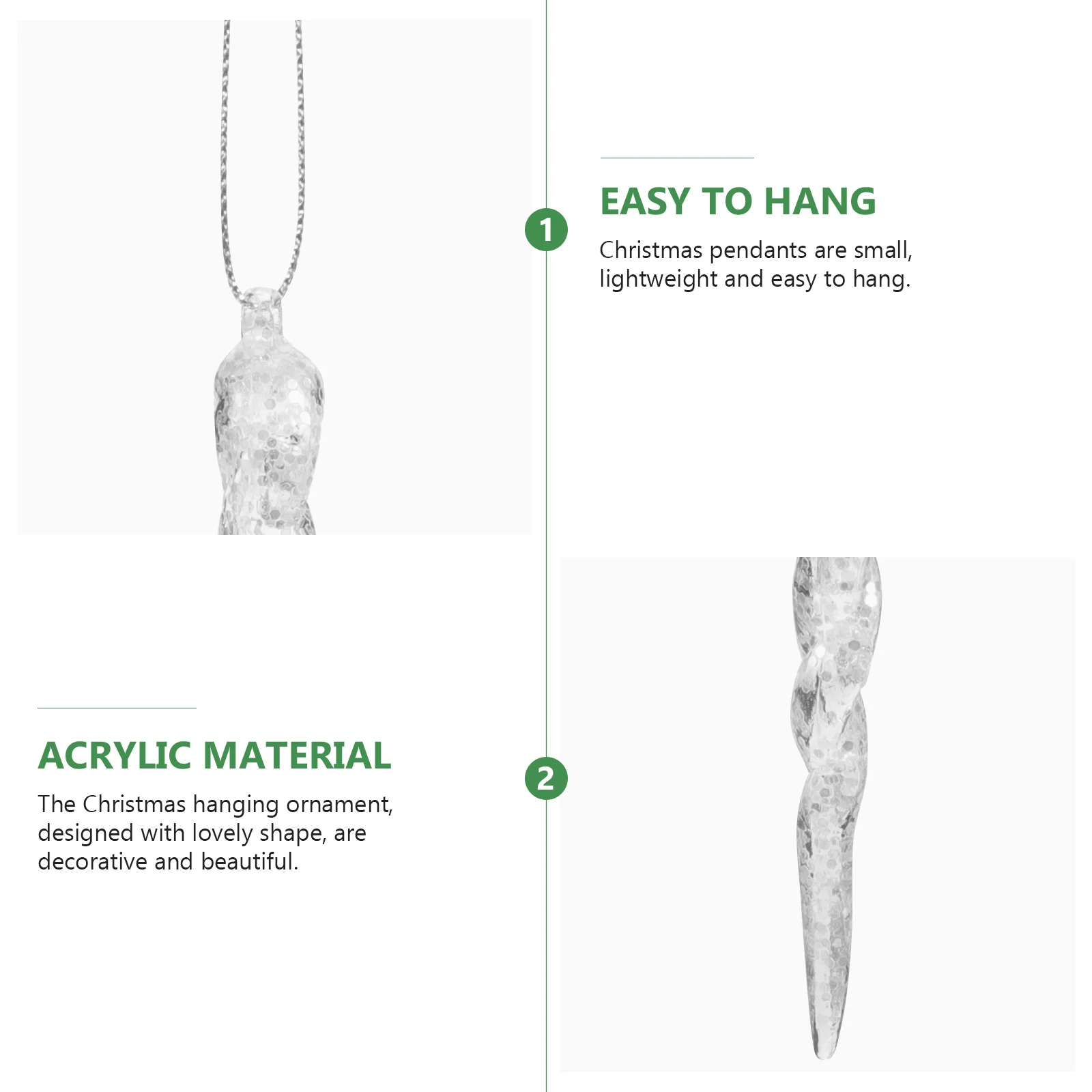 

4Pcs Christmas Tree Ornament Acrylic Material Sturdy Decor Xmas Pendant Lightweight Happy Joy Family Celebration