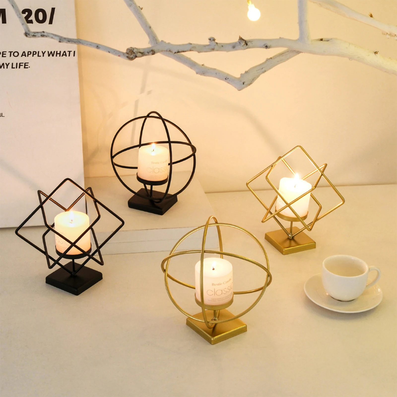 Modern Countertop Decor Candlesticks for Party 2025 New Candle Holder Creative Magic Cube/Globe Shape Metal Candlestick Holder