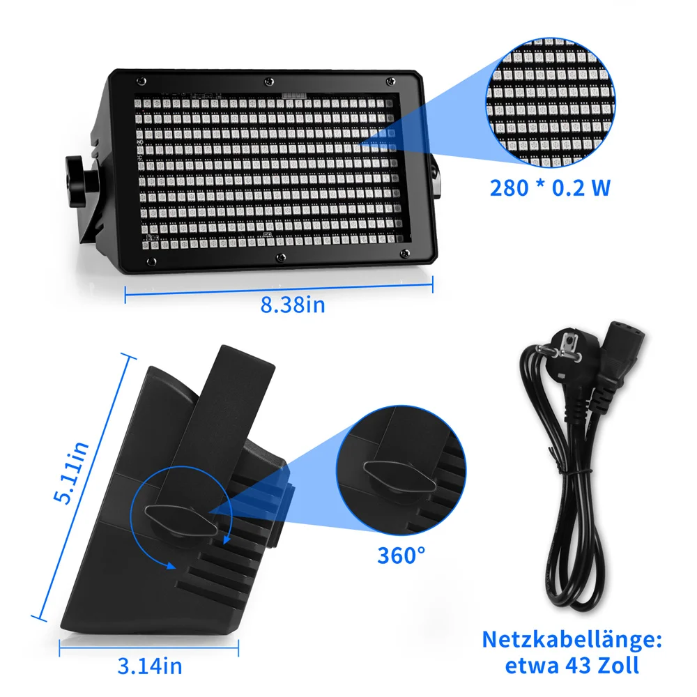 DayFlicker LED Strobe Lights RGB DJ Disco Lights Flash Party Lighting DMX Control for Wedding Xmas Birthday Club Live Concert