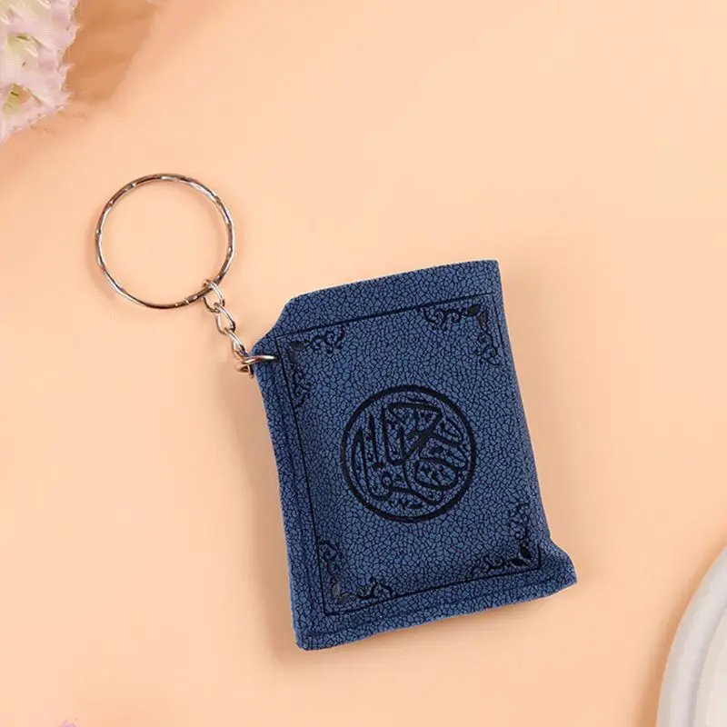 Creative Super Mini Arabic Quran Book Keychain Pendant PVC Storage Bag Cute DIY Real Paper Can Read Muslim Jewelry Decoration Gi