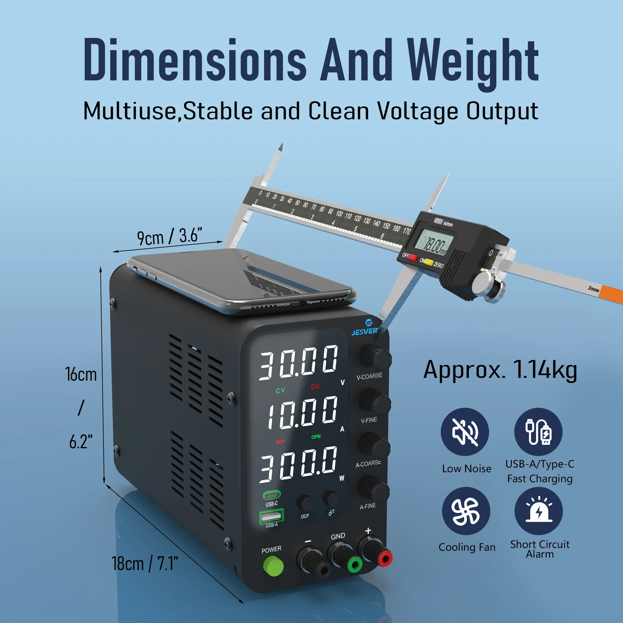 Adjustable DC Power Supply 30V10A Lab Bench Power Supply Encoder Regulation Laboratory Power Supply Voltage Regulator Switch