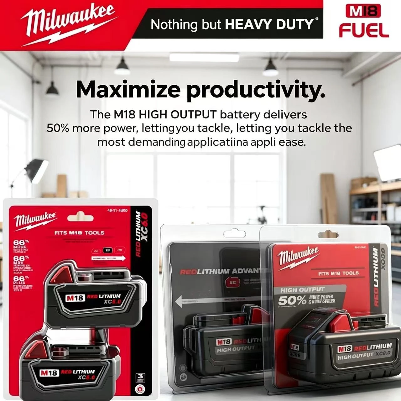 

18V M18 REDLITHIUM 5Ah 6Ah Battery For Milwaukee 48-11-1850 48-11-1862 Rechargeable High Output Power Tool Battery Pack