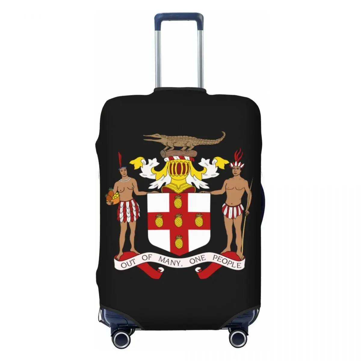 

Custom Coat Of Arms Of Jamaica Luggage Cover Protector Funny Jamaican Flag Travel Suitcase Protective Cover for 18-32 Inch