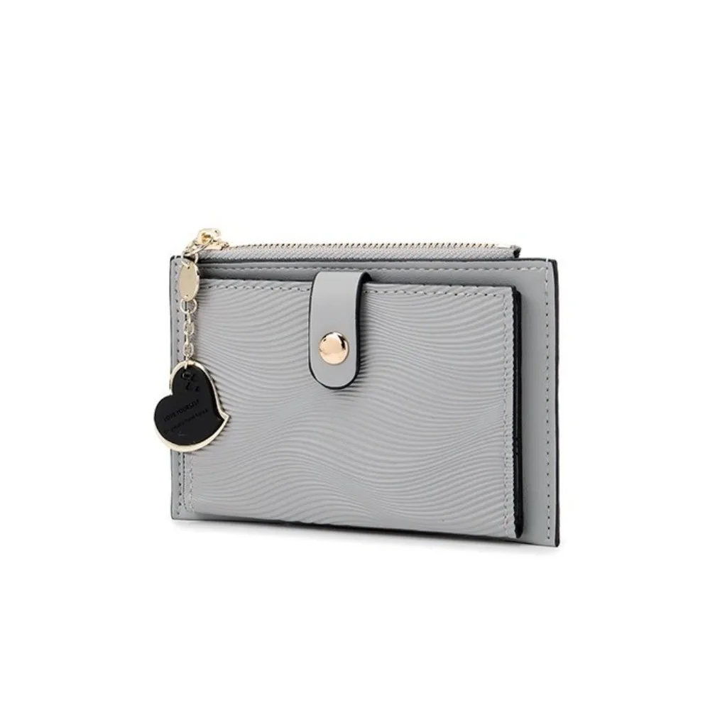 

New Folding Coin Purse Portable PU Leather Credit Card Holder Zipper With Key Chain Mini Wallets Women