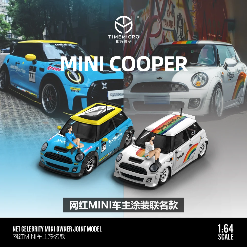 Pre-order * TimeMicro1:64 MINI COOPER White/blue alloy model - shipping in January