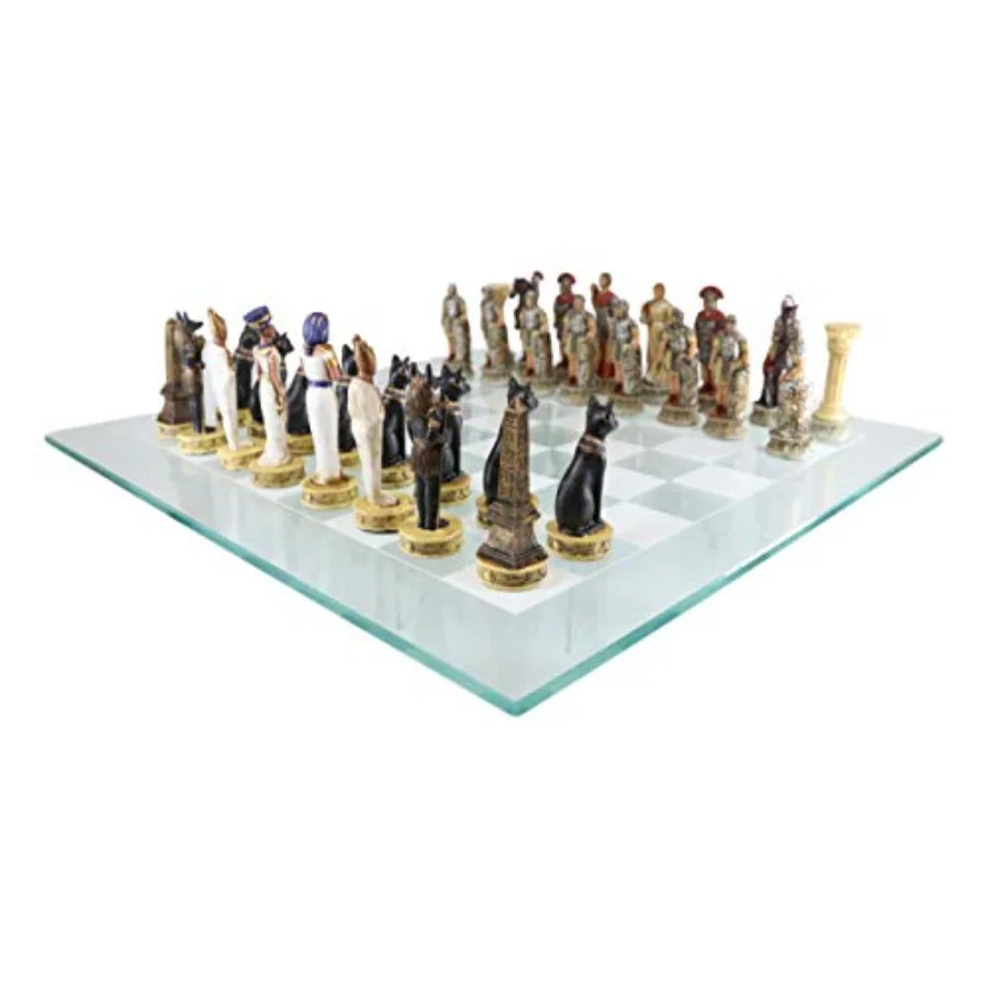 

Набор шахмат по исторической тематике с помощью египетской птолемической армии фараона против центури римской империи Августа Цезаря с смолой Scu