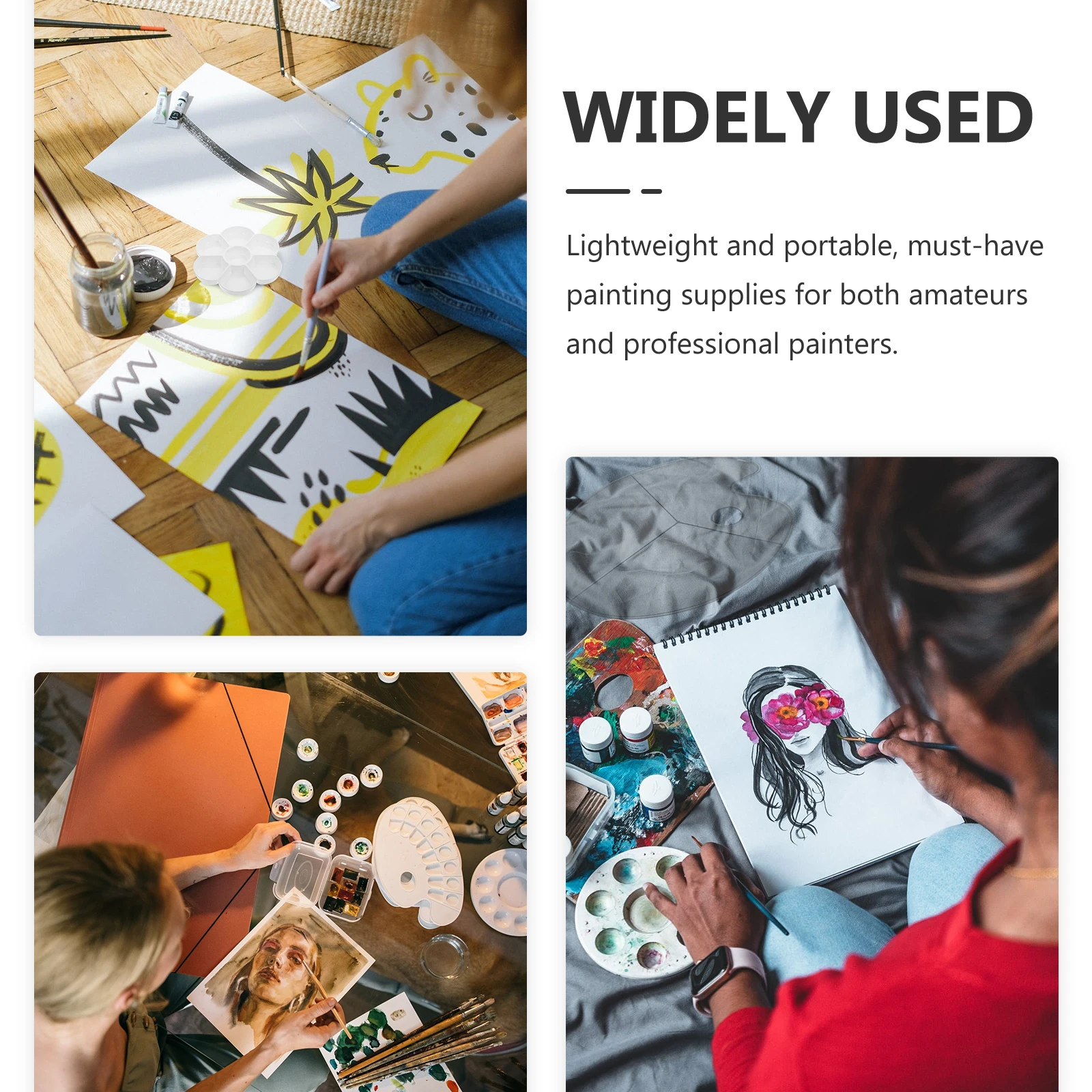 

1Pcs Painting Color Mixing Tray Imitation Ceramic Pallet Non-Penetration Easy Clean Firmness for Watercolor Oil Acrylic Pigments