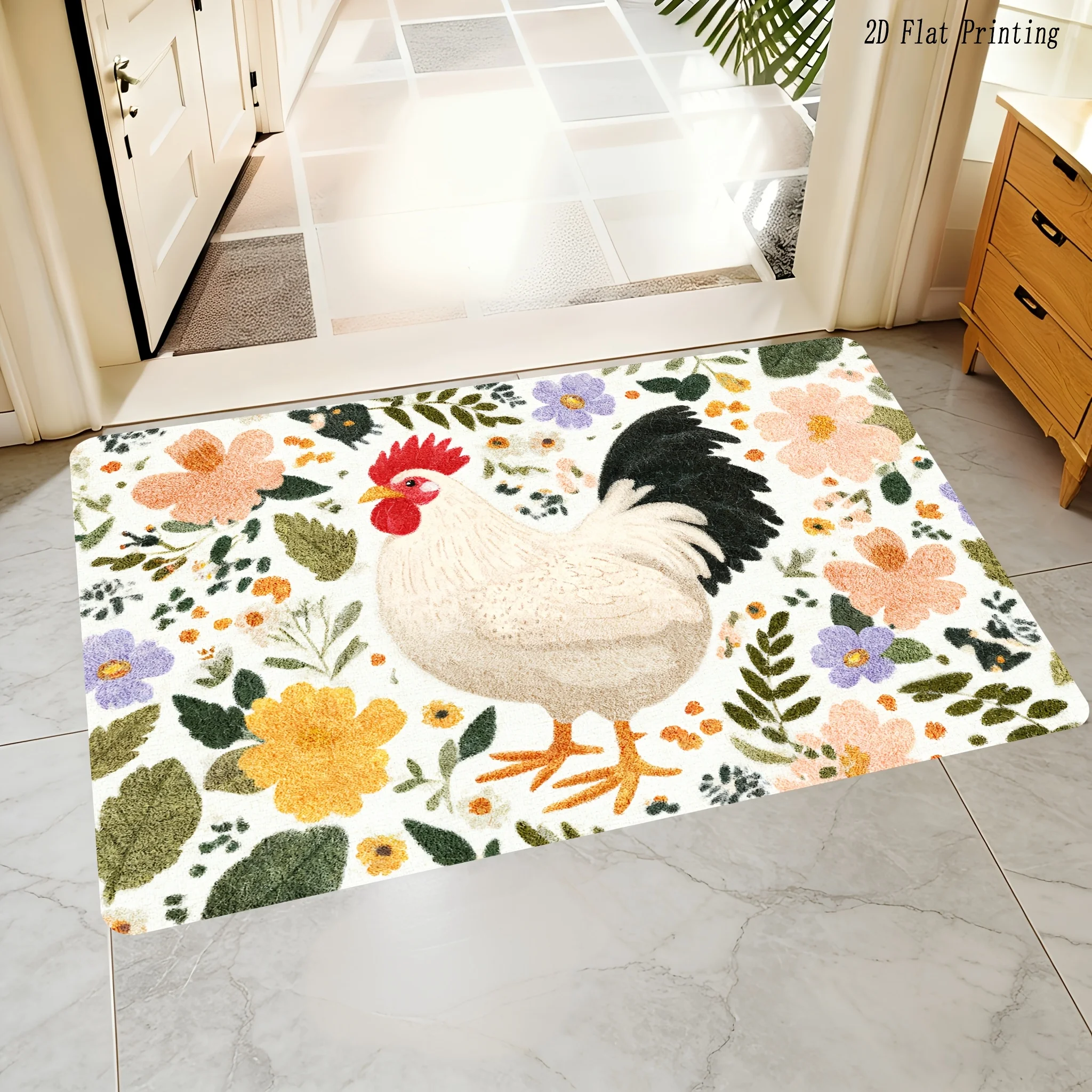 Vintage Rustic Bird Graphic Floor Entrance Mat Durable Welcome Pad For Coffee Shop Office Supermarket Store