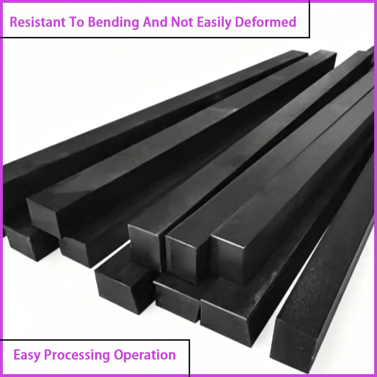 3-25mm thick black nylon square strip is used for wear-resistant stop strips and other components
