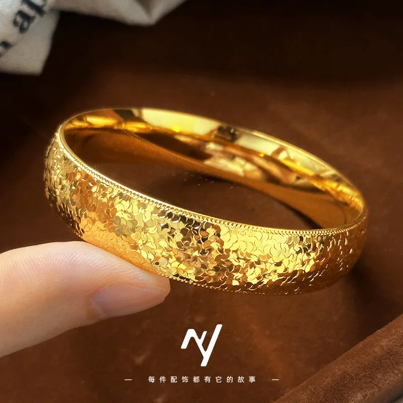 نمط جديد وامض الجليد سوار الراقية ضوء الفاخرة تنوعا سوار 9999 24K الذهب الحقيقي 14 مللي متر الإمبراطوري محظية سوار