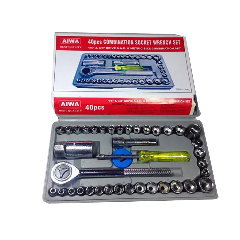 40-piece Manual Hardware Tool Set Machine Repair Socket Wrench Auto Repair Tool Set