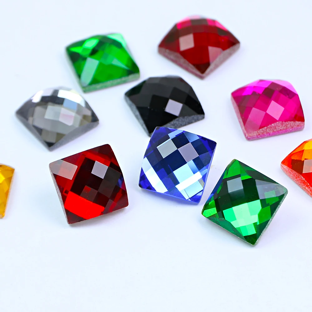 Square Crystal 3D Designs Glass Nail Decorations Rhinestones For DIY Nail Art Flat-bottomed Stones Decorations