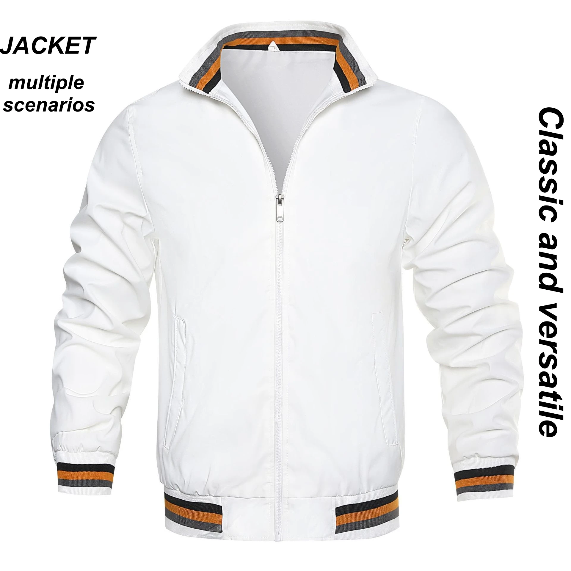Men Casual Sports Jackets Stand-up Collar Motorcycle Outdoors Windproof Clothing Classic Versatil Daily Wear Coats Spring Autumn