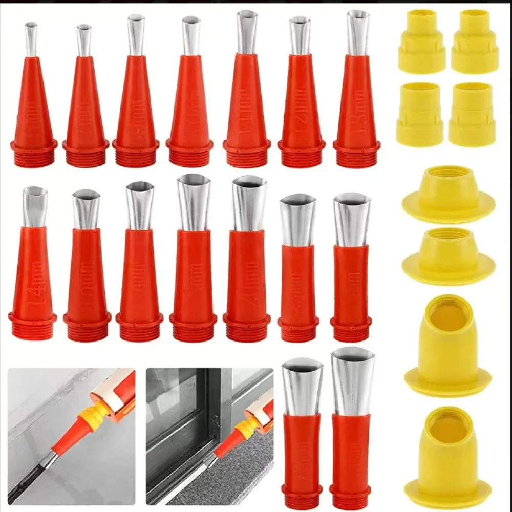 Stainless Steel Caulking Nozzle Kit Seamless Glue Applicator Base Tool For Window Door Waterproofing Professional Structural Adh
