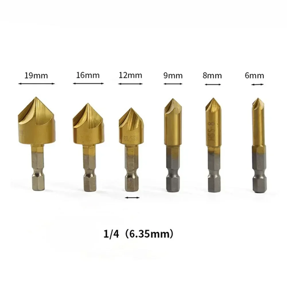 

Countersink Chamfering Reliable 90 Degree Chamfer Countersink Drill Bit Set 3pcs 1/4 Hex Shank High Speed Steel
