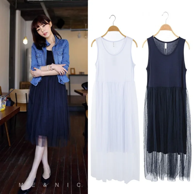 

VOLALO 2024 Spring Vest Dress O Neck Sleeveless Dresses Loose Long Dress Summer Women Fashion Modal Dress