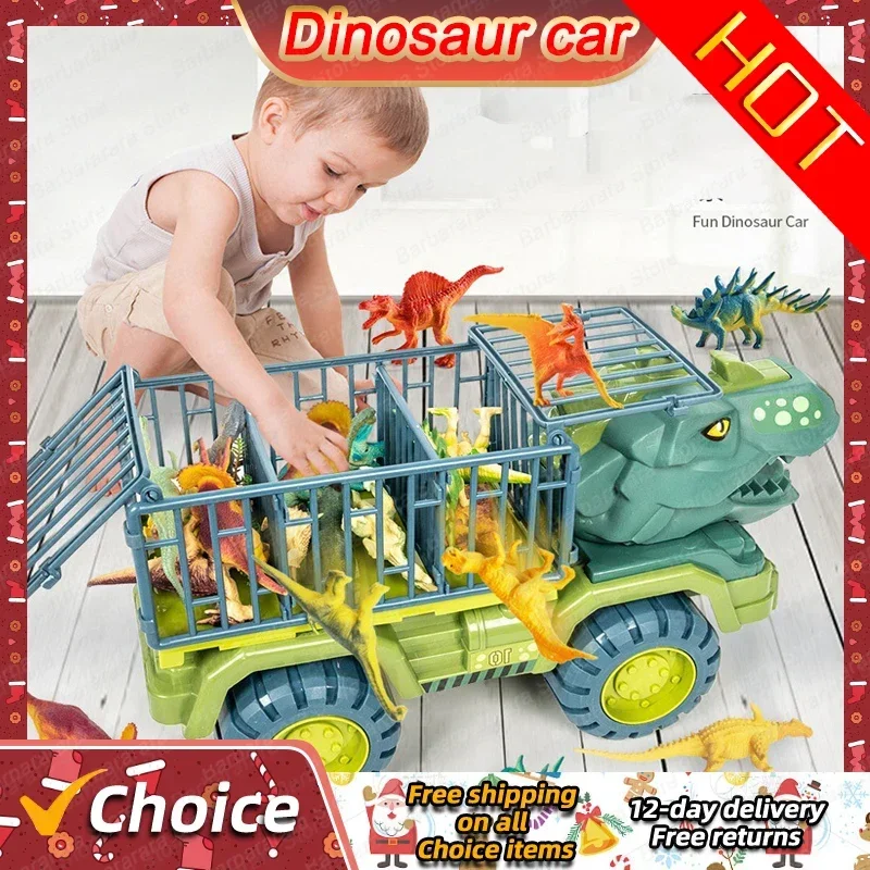 New Car Toy Dinosaurs Transport Car Dinosaur Carrier Truck Indominus Rex Jurassic World Dinosaurs Toys Christmas Gifts For Kids