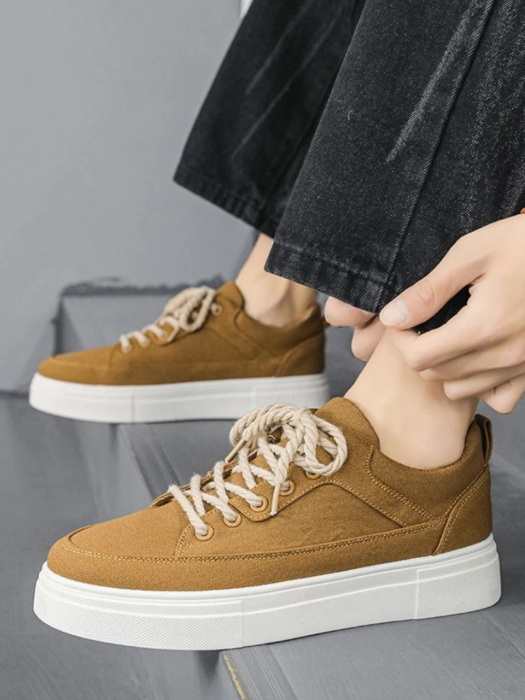 

Мужская обувь Коричневые весенне-осенние парусиновые массивные повседневные туфли для мужчин в рекламных предложений Размер 44, дизайнерские роскошные кроссовки для отдыха, распродажа